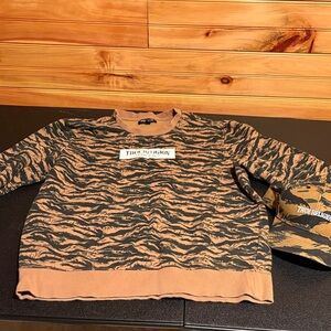 True Religion Kids Tiger Stripe Sweatshirt in Black and Tan